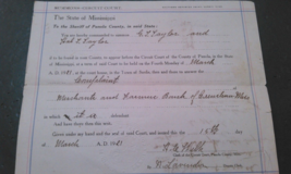 Summons To Appear; Panola Co SHERRIF;3-15-1921 - £37.33 GBP