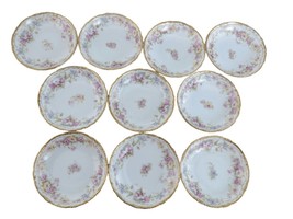 c1900 Haviland Limoges Pink and yellow roses double gold Butter Pat Set ... - £284.17 GBP