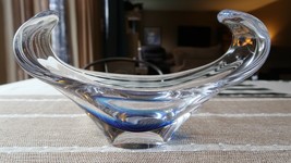 Decorative Hand Blown Glass Candy Dish Bowl Signed 9.25&quot; x 5.5&quot; - £76.33 GBP