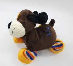 8&quot; Puppy Dog Plush w Striped Knit Legs Embroidered &quot;D&quot; Stuffed Animal Toy B314 - £11.73 GBP