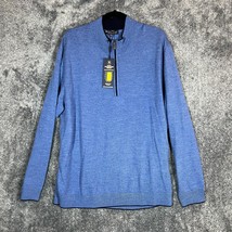 Hart Schaffner Marx Wool Sweater Mens XL Blue 1/4 Zip Merino Soft Bella ... - $27.32