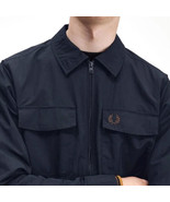 Fred Perry Men&#39;s Long Sleeve Half Zip Tipped Sweatshirt Logo Navy Dark C... - $106.18 CAD