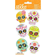 Sticko Halloween Sugar Skull Dimensional Stickers - 6 Stickers - £5.59 GBP