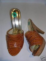 Michael Kors Brown Croco Leather Camden Mule Slide Sandal 8.5 M New Nwob - £63.29 GBP
