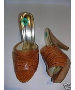 Michael Kors Brown Croco Leather CAMDEN Mule Slide Sandal 8.5 M NEW NWOB