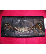 Michael Kors KX Clutch Black Leather Gold Chain New With Tags - £96.75 GBP