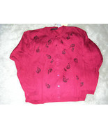 Blaine Trump Ladies RED Embellished Cardigan Sweater LARGE NWT - £27.25 GBP