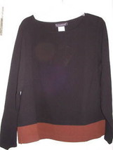 Dialogue Ladies Black &amp; Brown Colorblock Tunic Top Skirt Large Nwt - £31.29 GBP