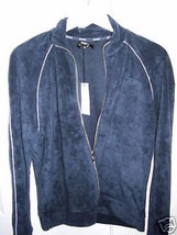 BCBG MaxAzria Ladies Navy Zip Front Velour Jacket Medium NWT - £35.03 GBP