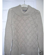 Liz Claiborne Beige Gold Fleck Cowl Pullover Sweater MEDIUM NWT - £29.59 GBP