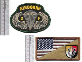 Green Beret US Army 3rd Special Forces Group ABN &amp; SF Parachute Wings Vel Hooks - £16.44 GBP
