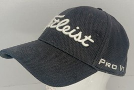 Titleist Sports Mesh Back FJ Pro V1 Golf Hat Fitted Cap Black Med-Large A-Flex - $13.85