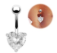 Navel Belly Rings Heart pink Crystal Sexy Body Piercing - £7.20 GBP