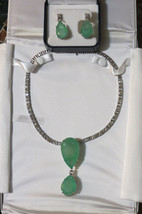 Huge 32 carat Natural Colombian Emerald &amp; diamond dangle 14k gold earrings - £23,736.44 GBP
