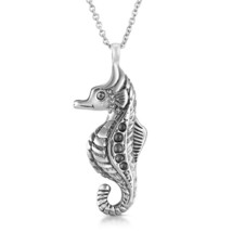 Coast Lover Sterling Silver Ocean Seahorse Animal Pendant Necklace - £15.49 GBP