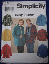 Simplicity Shirt Jacket Size XS-M #7315 Missing #11 Sleeve Facing - £3.20 GBP