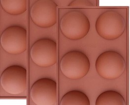6 Semi-Sphere Round Silicone 3 Pk Molds Hot Chocolate Bombs Cake Baking New - $12.75
