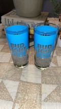 Bud Light Seltzer Tall 14 Oz Blue Glasses Set of 2 Budweiser Home Bar Party Tiki - £13.92 GBP