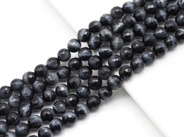 Natural Blue Tiger Eye Round Faceted Beads, Sku#UA237 - $13.00+