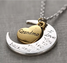 &quot;Grandma&quot; Fashion Jewelry Gold Silver Stainless I Love You To The Moon &amp;... - $19.79