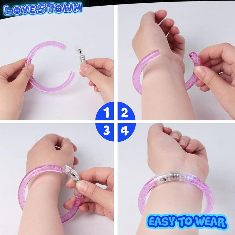 Lovestown 24PCS Glow Bracelets Bulk, LED Bracelets Light up Wristbands Glow in t Item image 4