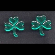 Irish Luck Charm Shamrock Jewel Button Earrings Funky St Patrick Costume Jewelry - £5.83 GBP