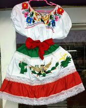 Girls &amp; Toddlers "Viva Mexico" Top &amp; Skirt Set Mexico's Folklorico 5 De ... - $44.55+