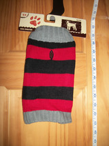 Pet Gift Dog Clothes XS Black Stripe Sweater Outfit Red Winter Playsuit ... - £3.72 GBP