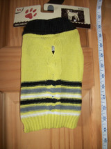 Pet Gift Dog Clothes XS Stripe Sweater Outfit Yellow Winter Pup Playsuit... - £3.78 GBP