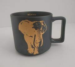 2016~Starbucks~Kenya~Gold Elephant~Black Matte~Mug~14 fl oz~Heavy~3.5&quot; Tall - $13.55