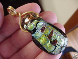 (#DW-1008) Dichroic Glass Pendant Jewelry Green Yellow Red Wired - £15.68 GBP