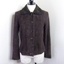 New Dana Buchman Womens 6 Brown Java 100% Suede Leather Button-Front Jacket Coat - £27.87 GBP