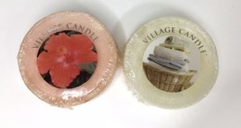 Village Candle Pure Linen &amp; Hibiscus Wax Melt Tart Lot Of 2 (1 Oz Ea) Retired - £9.42 GBP