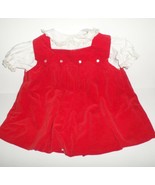 Vintage 2-Piece Red Velvet Baby Dress Shirt &amp; Jumper Cherubs 18 Months S... - £9.89 GBP