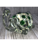 MURANO STYLE Vintage Art Glass Hand Blown Turtle Paperweight Clear w/ Gr... - £12.47 GBP