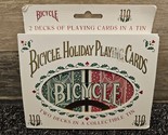 BICYCLE HOLIDAY PLAYING CARDS 110 YEARS 1995, 2 TINS 2 DECKS ORIG SLEEVE... - $22.24