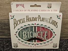 BICYCLE HOLIDAY PLAYING CARDS 110 YEARS 1995, 2 TINS 2 DECKS ORIG SLEEVE... - £17.49 GBP