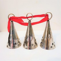 Cone Bells Ornaments International Silver Co &#39;95 Matched Set 5&quot; Tall Silverplate - £17.83 GBP