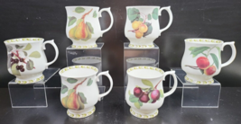 6 Queens Hooker&#39;s Fruit Footed Mugs Mix Set Peach Pear Plum Apricot England Lot - £62.93 GBP