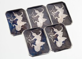 Gorgeous Sterling Silver Siam Niello Enamel Brooch Set of 5 (49.1g) - £280.26 GBP