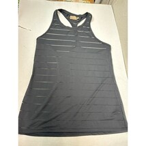 Athleta Top Womens Mesh Striped High Neck Chi Racerback Tank Black Size ... - $27.94 CAD