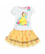 New Disney Store Beauty &amp; the Beast Belle Top &amp; Tutu Set for Girls Sz 4 - $47.85 CAD