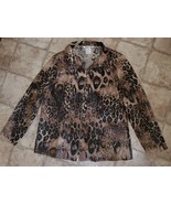 Exclusively Misook Womens Cheetah Animal Print Sequin Zip Up Jacket Size... - £42.71 GBP