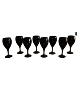 Lot 8x Vintage Libbey Teardrop Black Amethyst Glass Water Goblets 7.4&quot; H... - $980.37 MXN