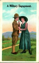 Vtg Postcard 1918 WWI Soldier Romance &quot;A Military Engagement&quot; - £6.22 GBP