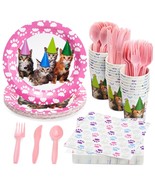 144-Pieces Of Kitten Party Supplies For Cat Birthday Decorations, Serves 24 - £28.40 GBP