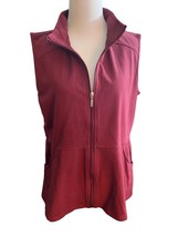 Women’s Vest Poplin Burgundy Size M Cotton Spandex Full Zip Front Pockets D &amp; Co - £14.05 GBP
