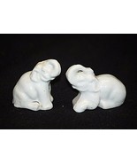Vintage Pair of Mini Ceramic Wild Elephant Figurine Shadowbox Safari Dec... - £7.88 GBP