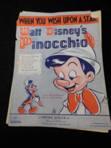 Vintage When You Wish Upon A star Walt Disney Pinocchio Sheet Music 1940 - £2.36 GBP