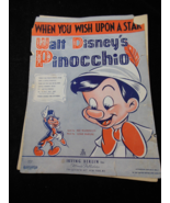 Vintage When You Wish Upon A star Walt Disney Pinocchio Sheet Music 1940 - €2,59 EUR